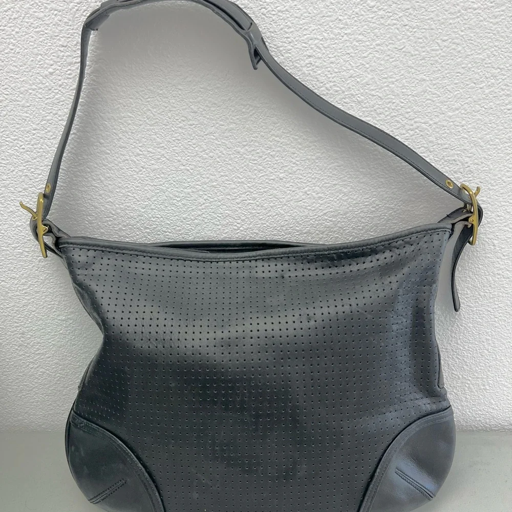 Coach Legacy 9218 Black Perforated Leather Shoulder Bag